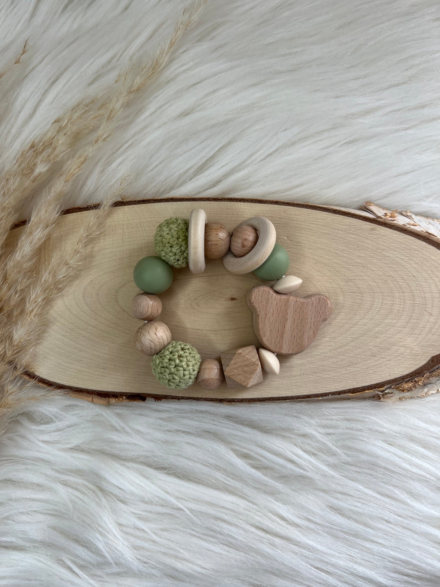 Personalisiertes Geschenkset – Schnullerkette & Greifling im Bärdesign | Handgemacht mit deinem Wunschnamen