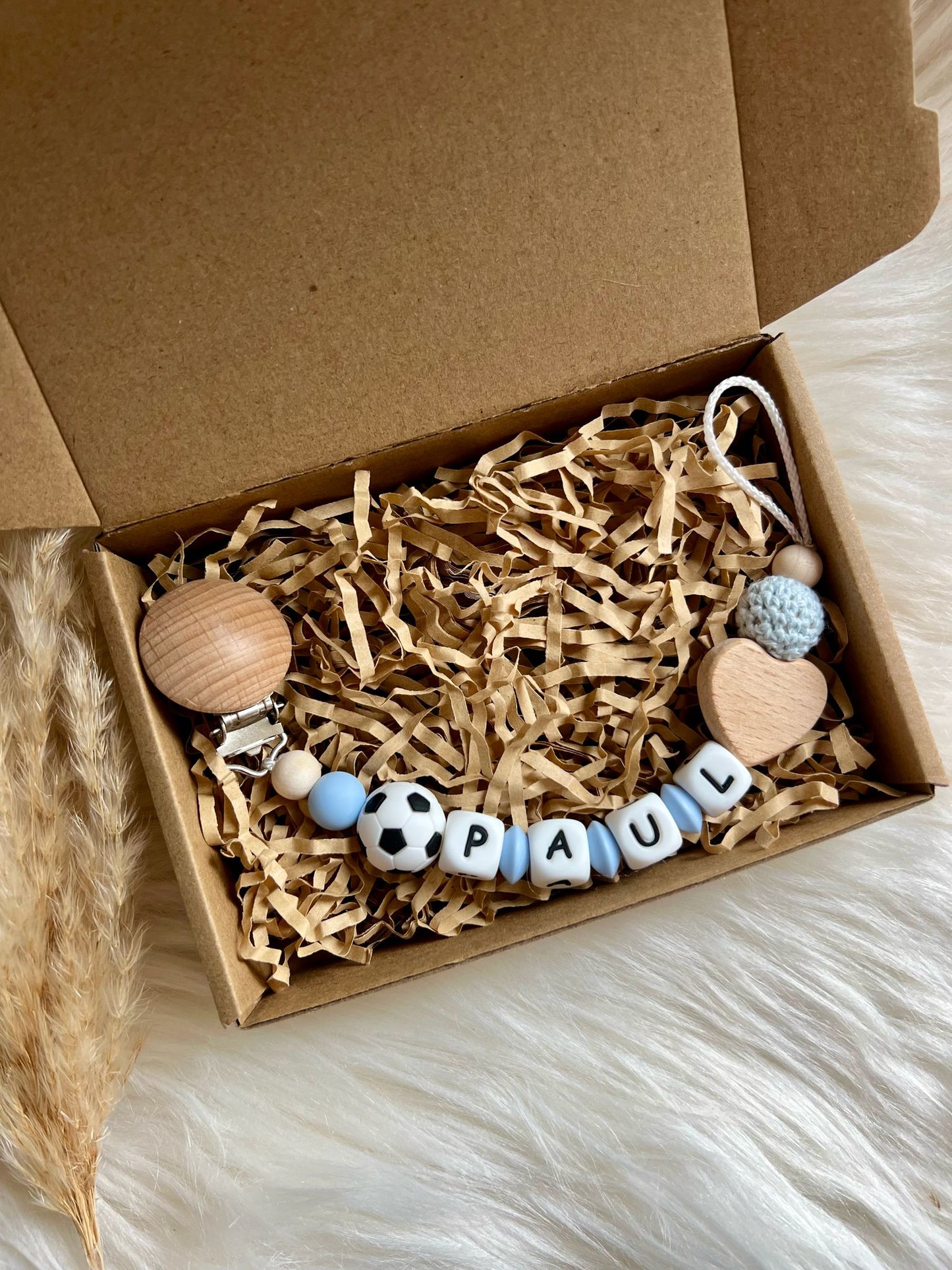 Personalisierte Schnullerkette im Fußball-Design – das perfekte Geschenk für kleine Ballfans ⚽💙